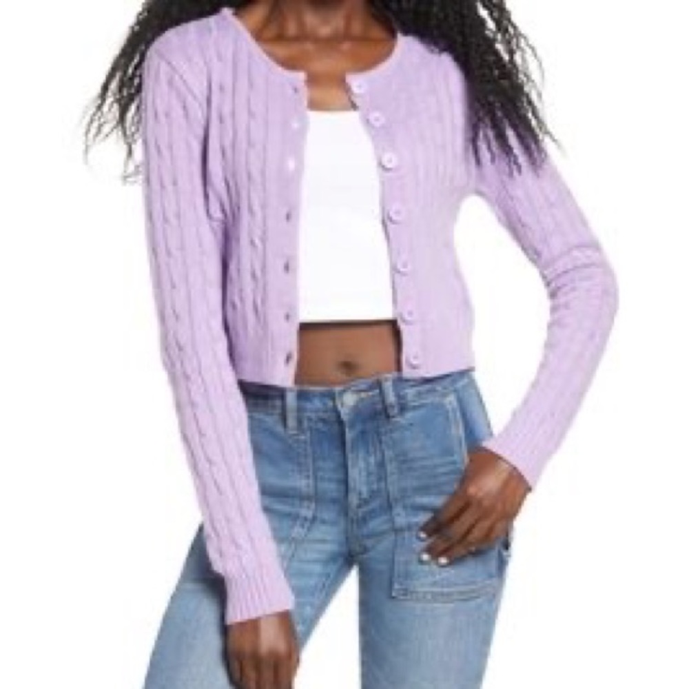 Long sleeve purple cropped cardigan/sweater